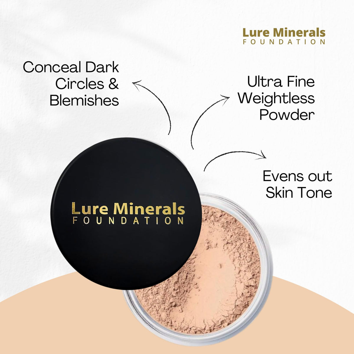 Lure Minerals foundation long-lasting finish reduces mid-day touch-ups