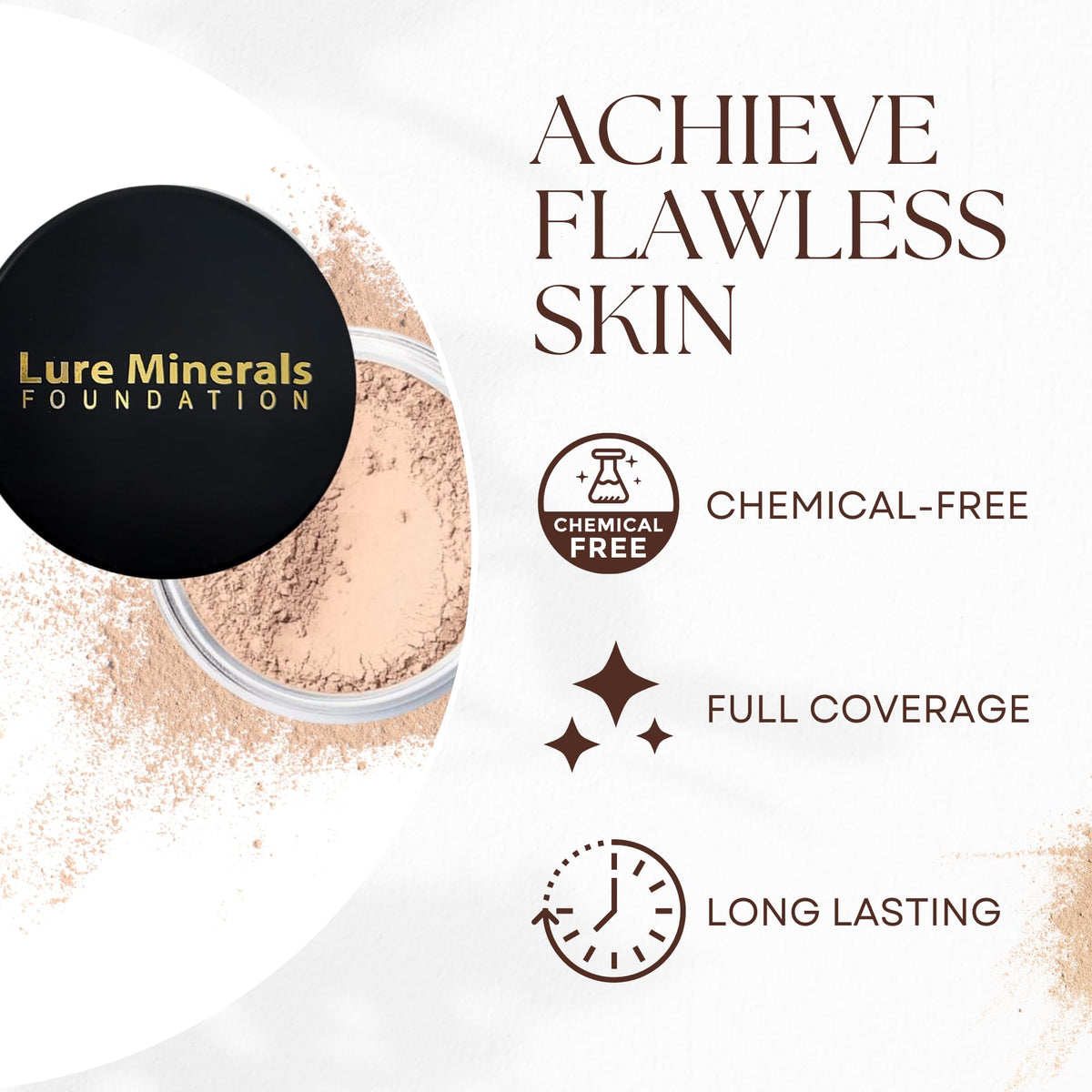 Lure Minerals Foundation with zinc sunscreen in the formula