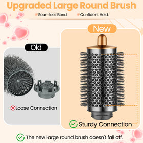 Luresta Dyson Airwrap brush side view highlights 3.2-inch barrel for volume.