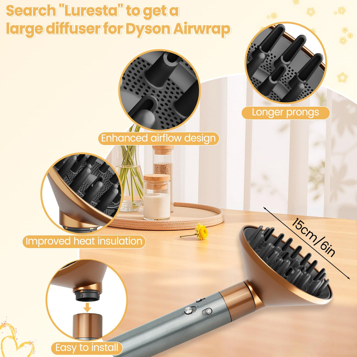 High-performance styling by Luresta diffuser adds volume and definition