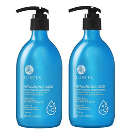 LUSETA hyaluronic shampoo bottle delivering deep hydration for dry hair.