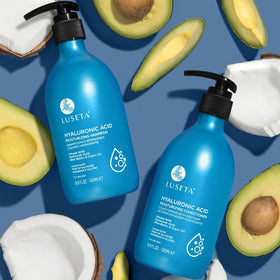 LUSETA sulfate-free and paraben-free formula label on bottle.