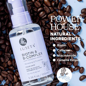 Luseta Biotin B-Complex Hair Oil application on lengths for hydration and frizz control.