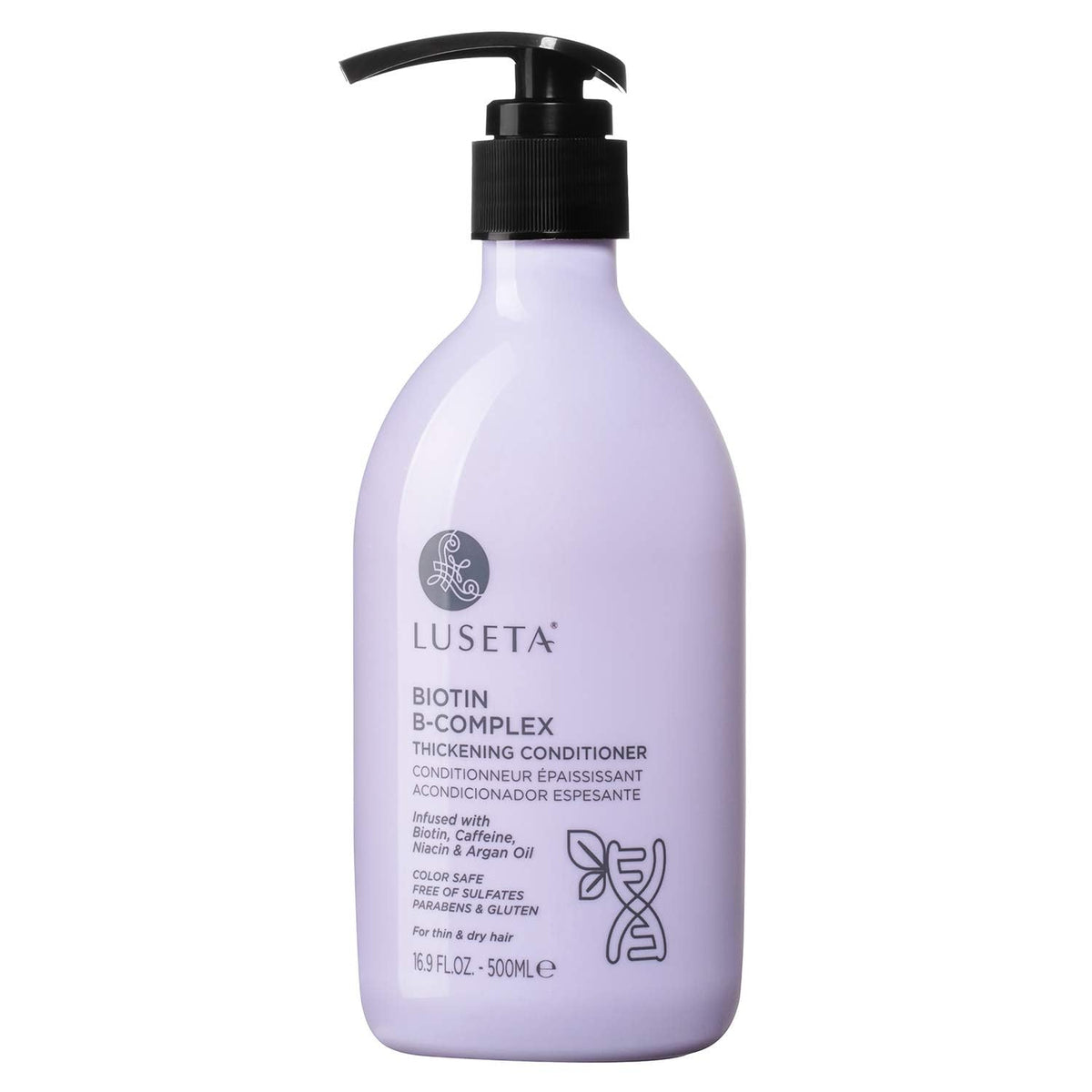 Luseta Biotin B-Complex thickening conditioner bottle front showing premium formula for fuller hair