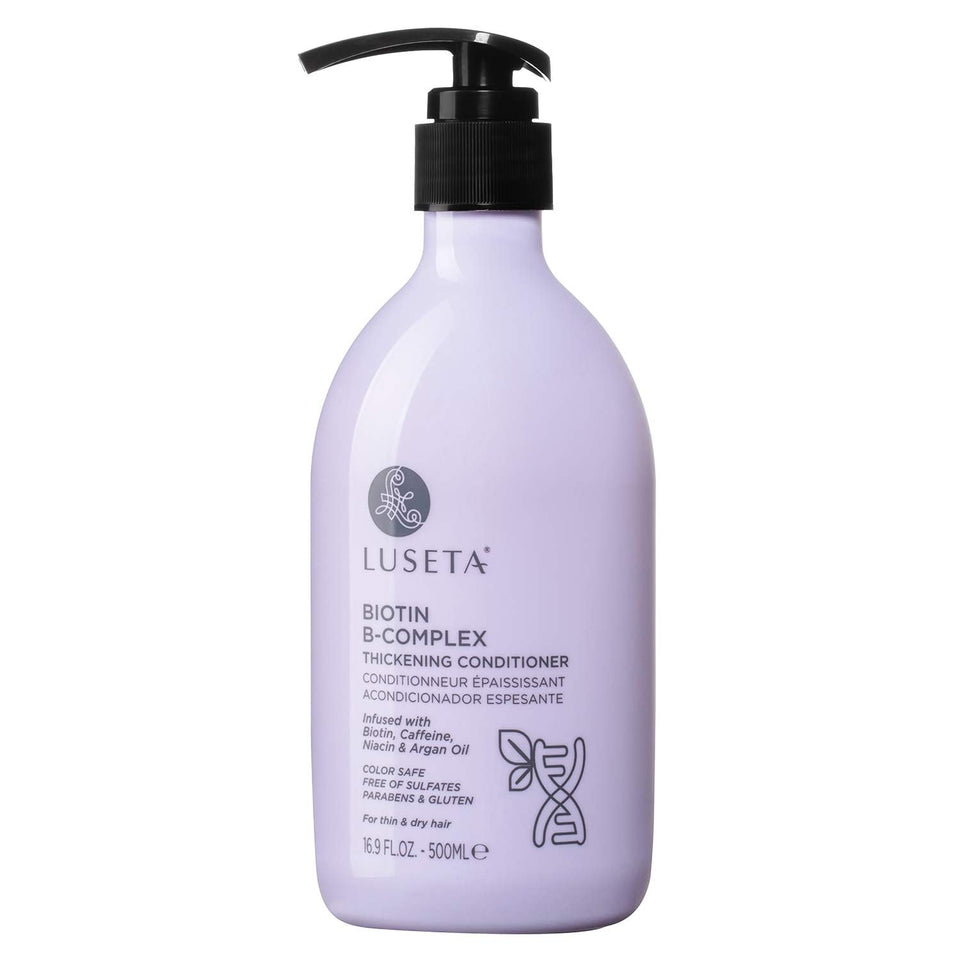 Luseta Biotin B-Complex thickening conditioner bottle front showing premium formula for fuller hair