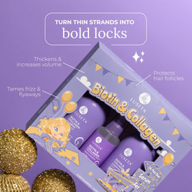 Luseta Biotin Trio packaging on display signals a complete care set.