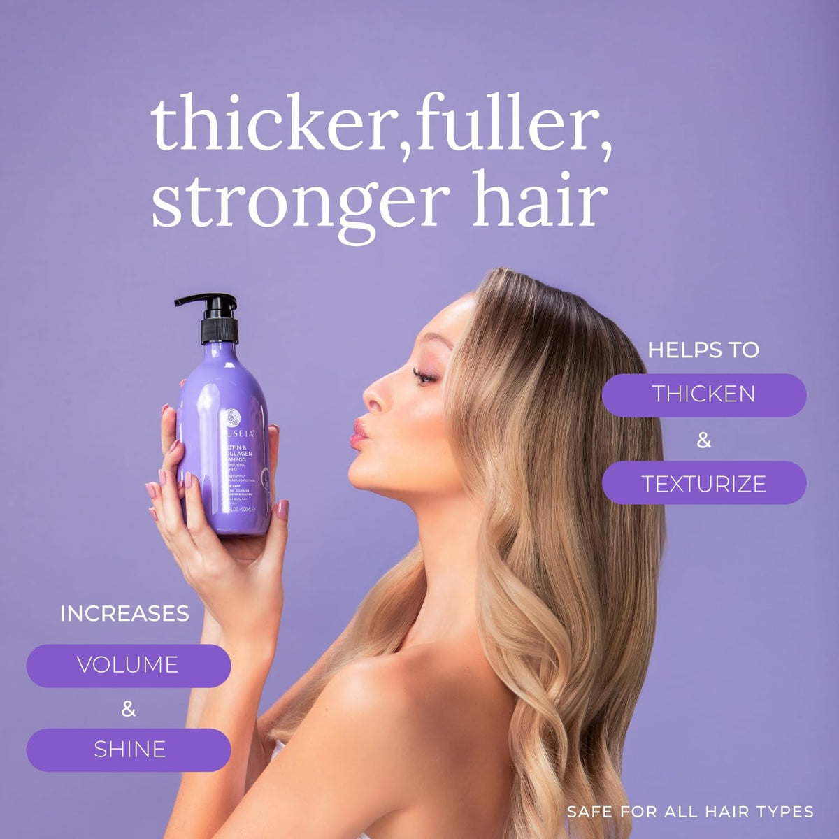 Luseta Biotin Trio shampoo application demonstrates cleansing and nourishment.