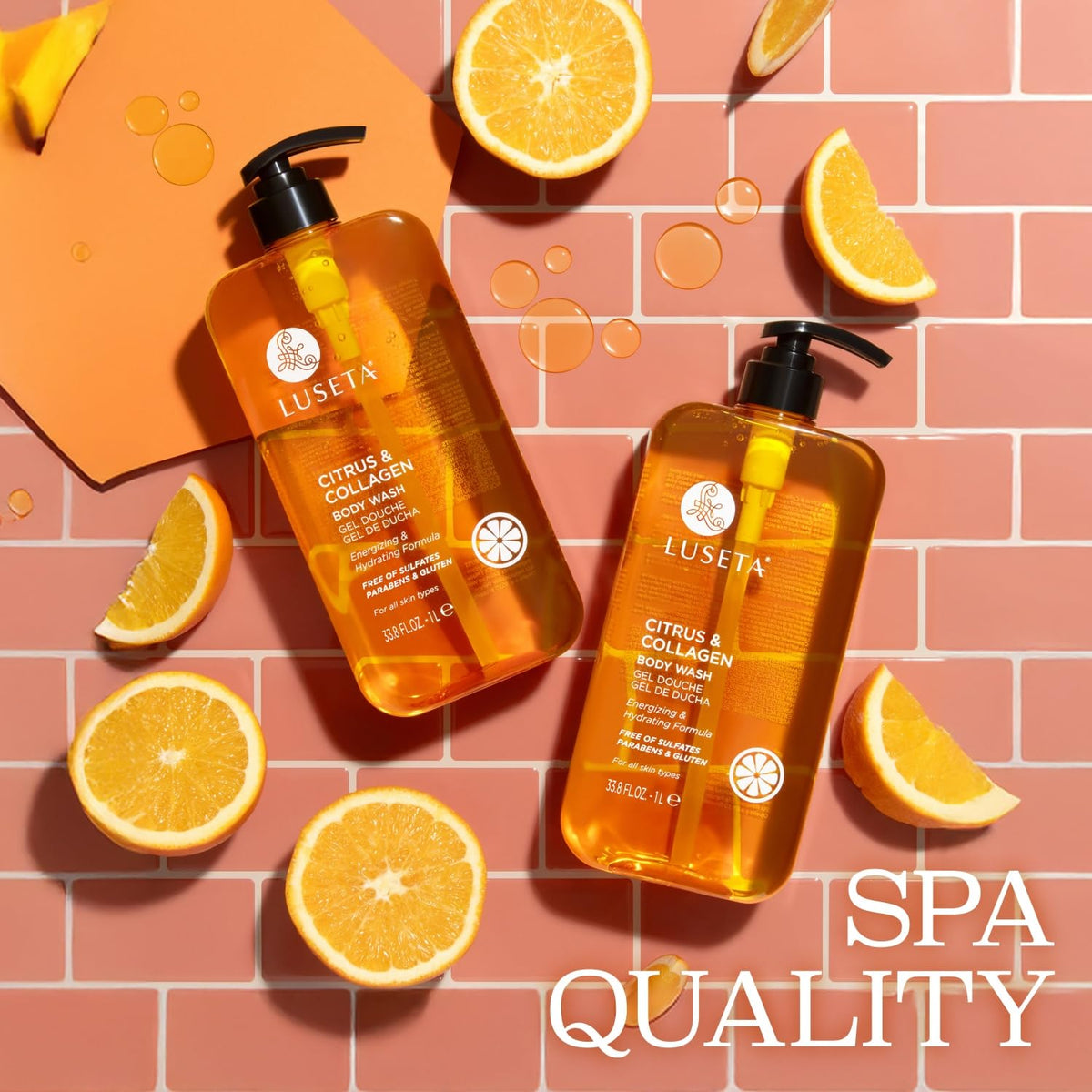 Close-up of Luseta Citrus & Collagen Body Wash creamy lather delivering daily hydration