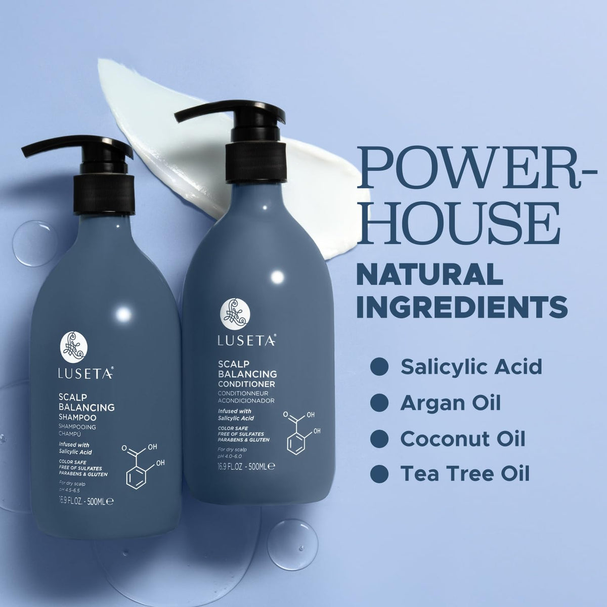 Luseta Clarifying Shampoo bottle visual shows residue removal without heaviness