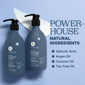 Luseta Clarifying Shampoo bottle visual shows residue removal without heaviness