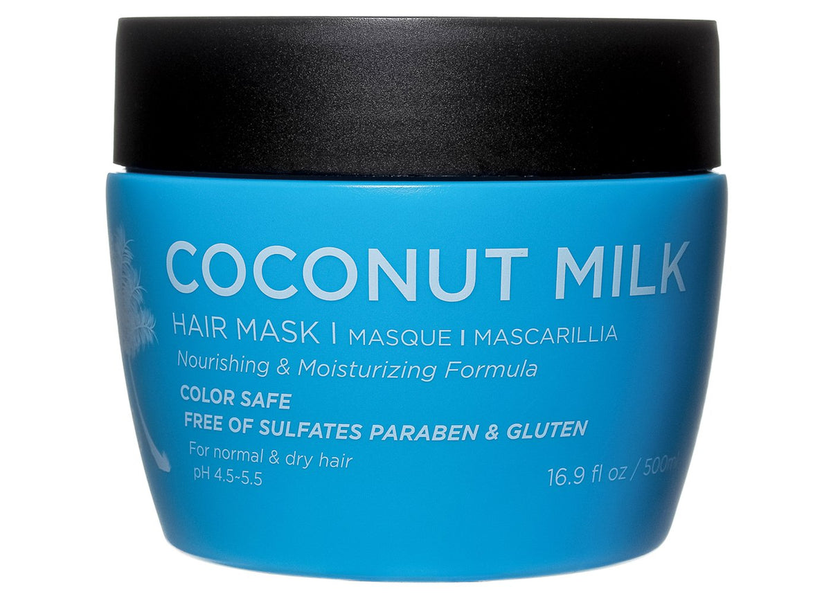 L Luseta Coconut Milk Hair Mask bottle on shelf promotes hydration