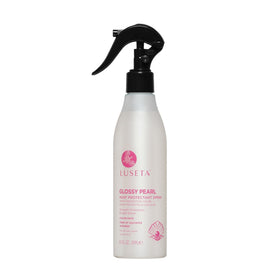 Luseta Glossy Pearl Heat Protectant Spray bottle shows sleek packaging and protection for hair