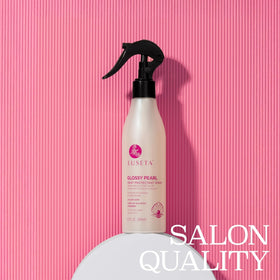 Luseta Glossy Pearl Heat Protectant Spray on damp hair ensures smoothness during application