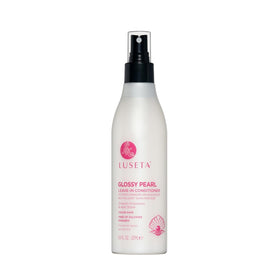 Luseta Glossy Pearl Leave-In bottle front view showing sleek packaging and hydration promise