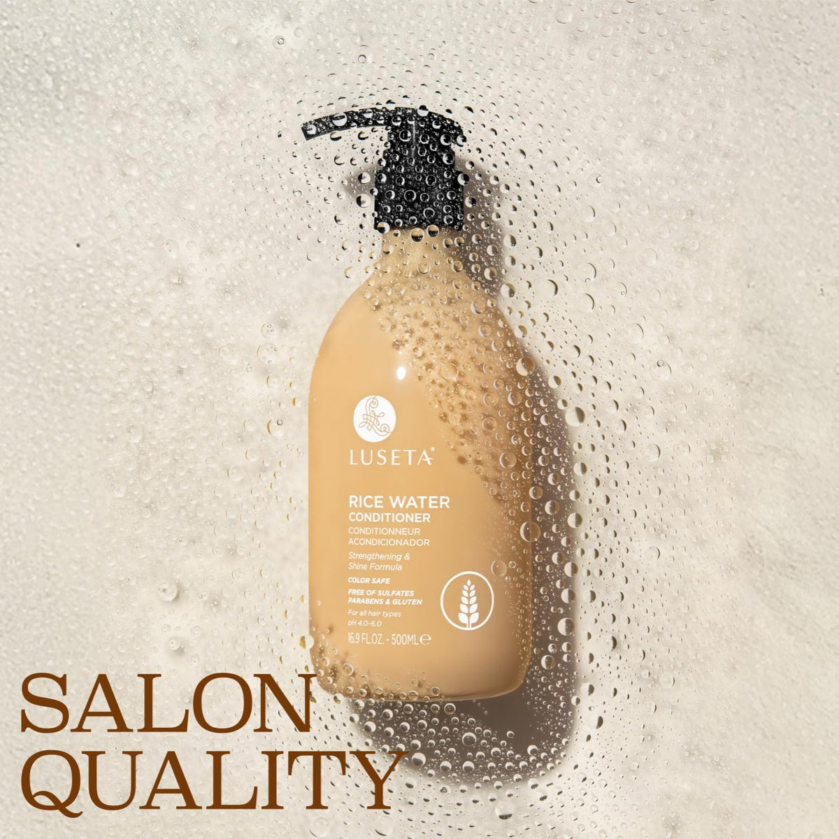 Luseta conditioner on hair displaying smooth, healthy texture