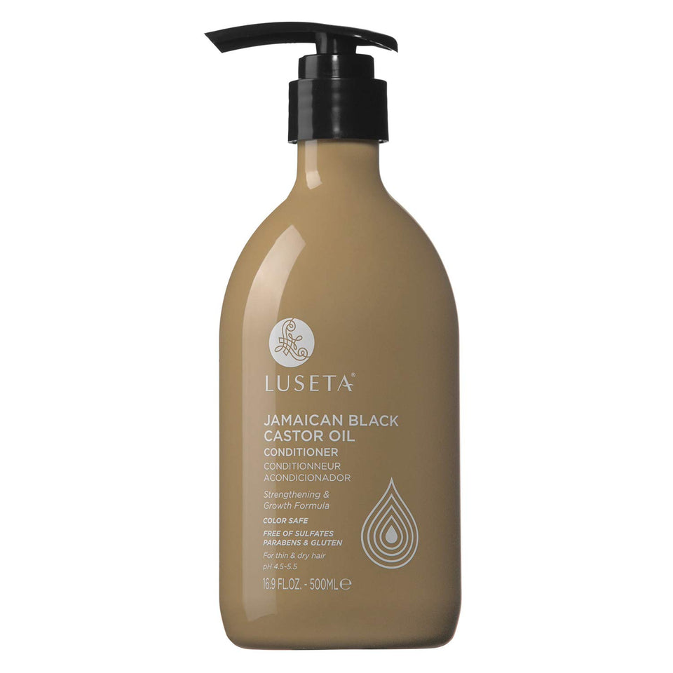 Luseta Jamaican Black Castor Oil Conditioner bottle shows deep nourishment for fine, dry hair