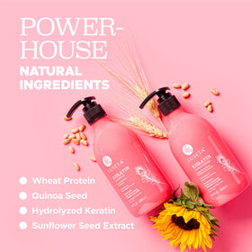 Luseta Keratin Shampoo product shot highlights keratin-infused repair benefits.