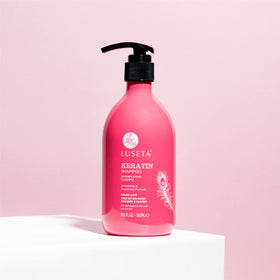 Luseta Keratin Shampoo lather conveys shine and resilience for dry hair.