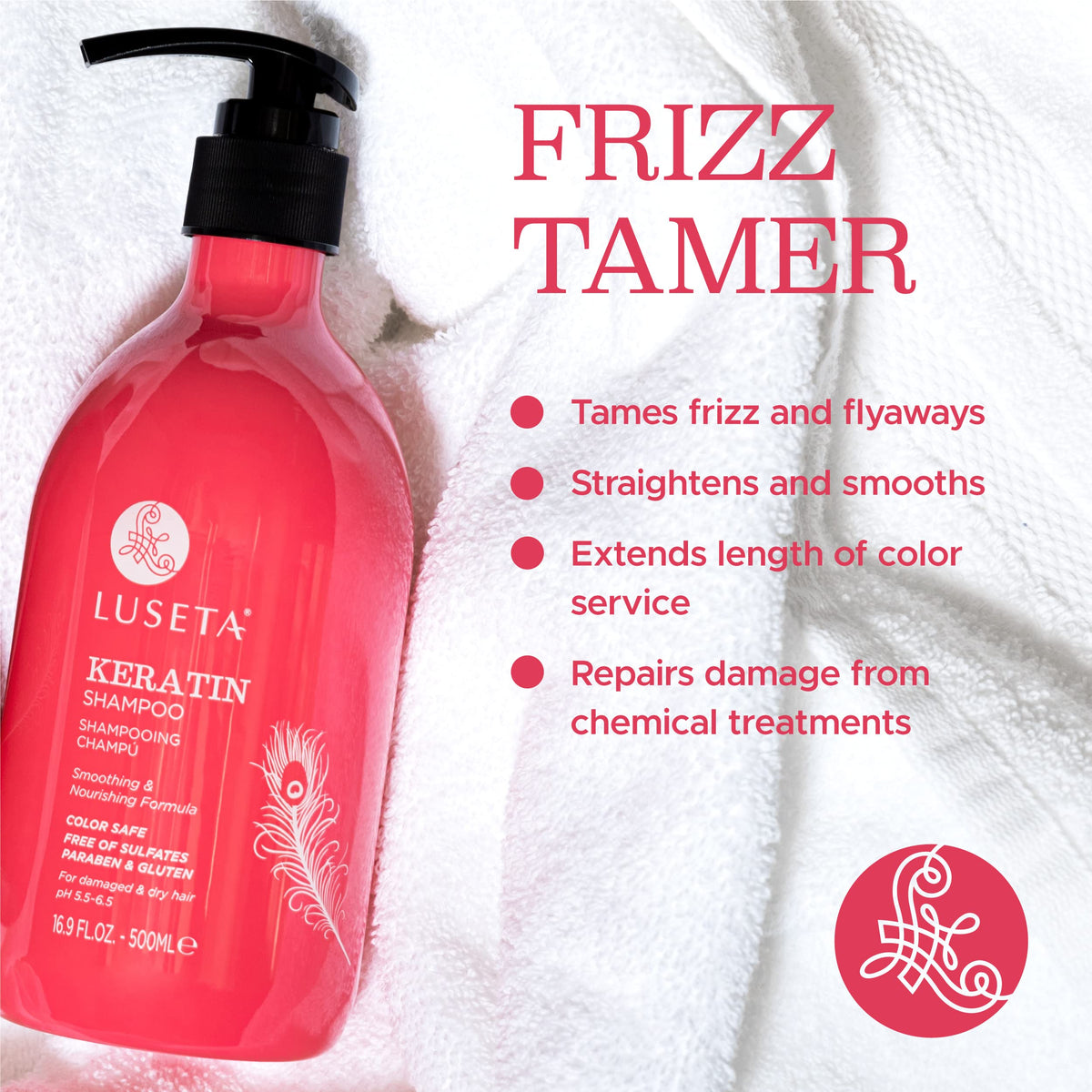 Luseta Keratin Shampoo lather demonstrates smoothing and manageability.
