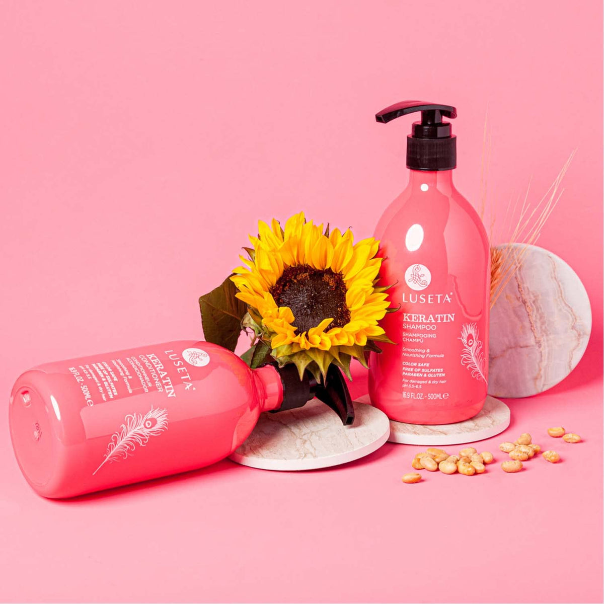 Luseta Keratin Shampoo travel-size bottle for on-the-go care.