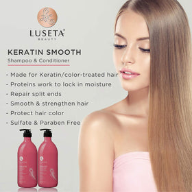 Luseta Keratin Smooth Conditioner bottle enabling detangling and moisture for frizz-prone hair