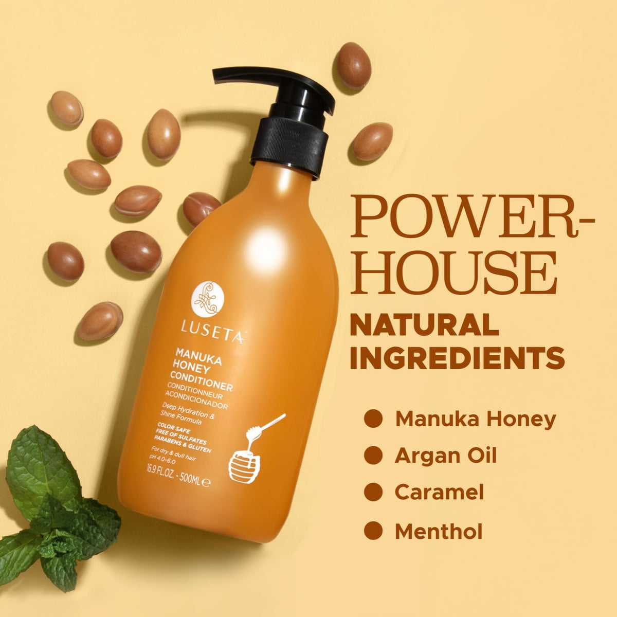 Luseta Manuka Honey Conditioner hair close-up showing smooth, manageable strands.