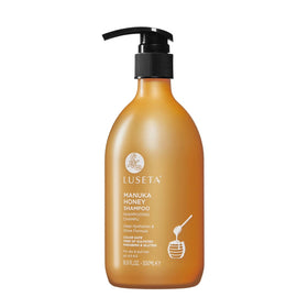 Luseta Manuka Honey Shampoo bottle front, showcasing moisturizing care for dry hair.