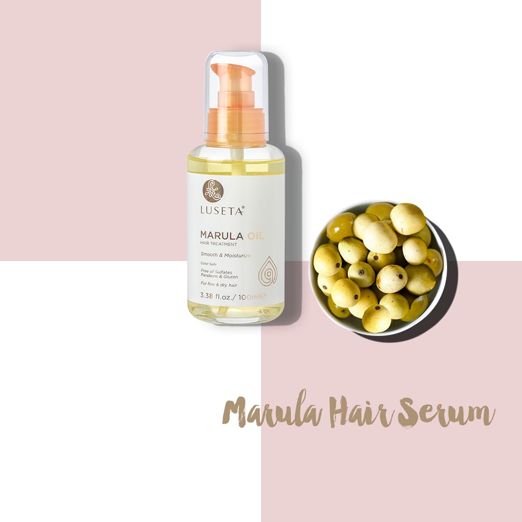 Luseta Marula Oil Hair Treatment finished look highlighting shine and sleekness