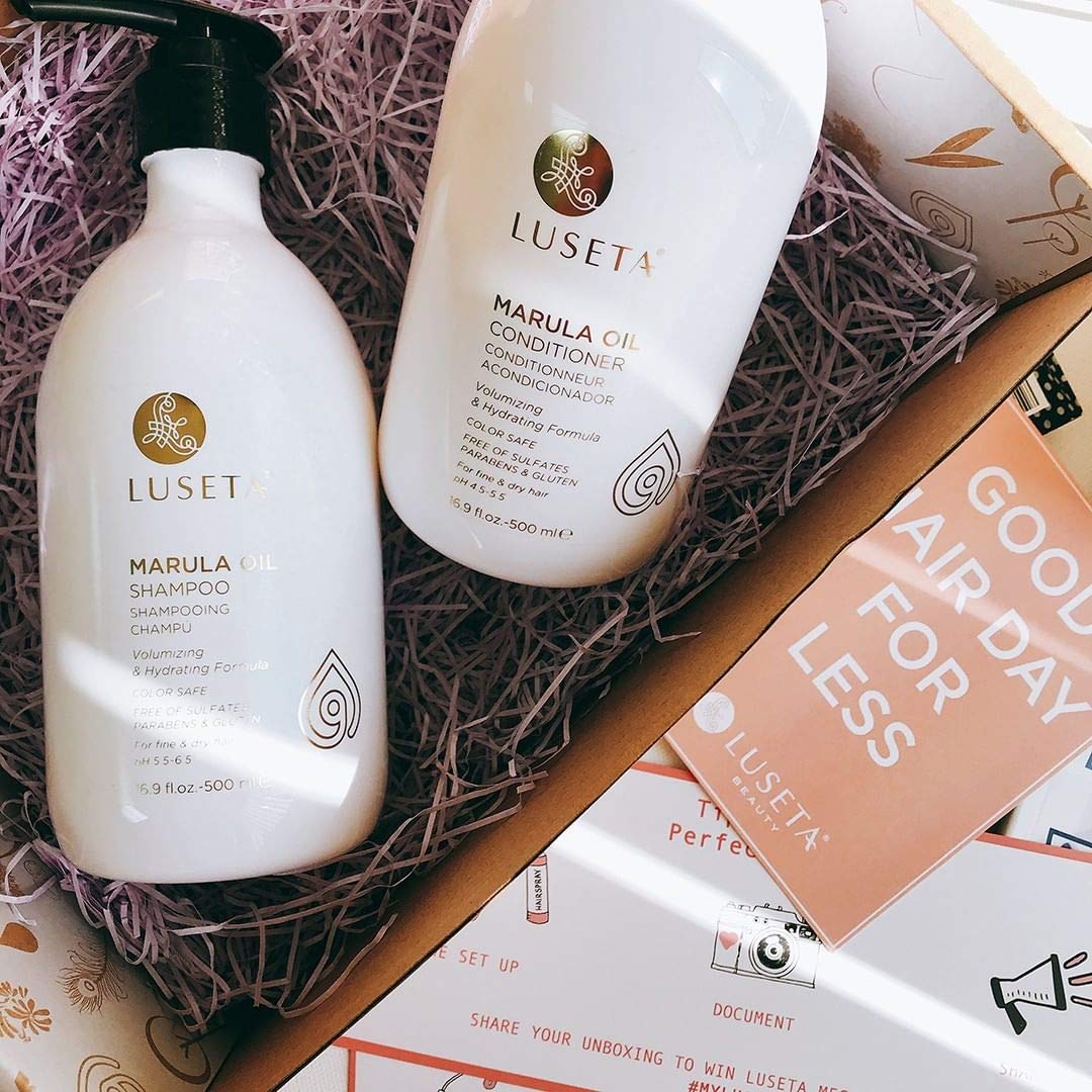Luseta Marula Oil packaging emphasizes natural ingredients and clean formulation.