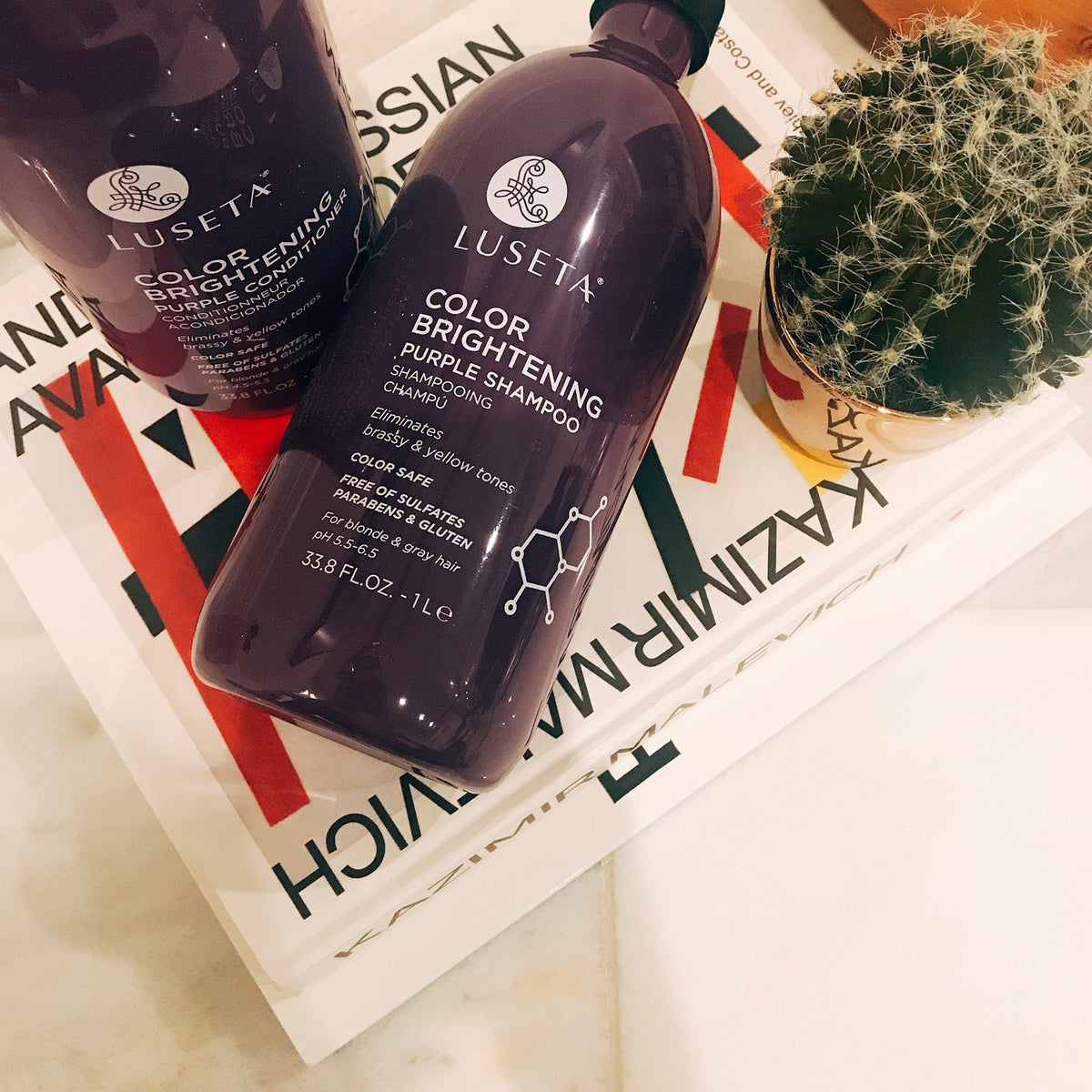 LUSETA purple shampoo coconut oil ingredient label highlights nourishing formula