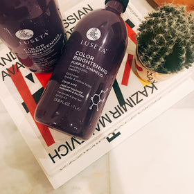 LUSETA purple shampoo coconut oil ingredient label highlights nourishing formula