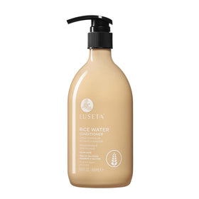 Luseta Rice Water Conditioner bottle highlights strengthening and hydration benefits for all hair types