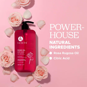 Luseta Rose Oil Body Wash close-up of rose petals and natural aroma
