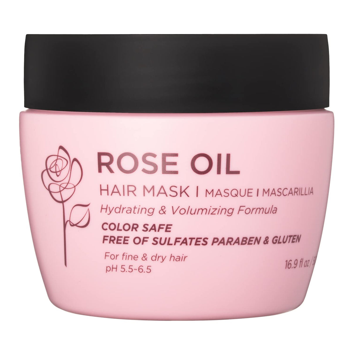 Luseta Rose Oil Hair Mask bottle with 16.9 oz hydration