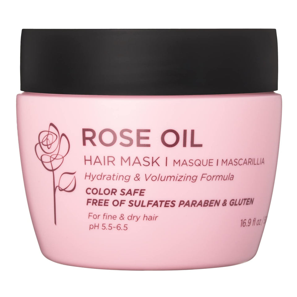 Luseta Rose Oil Hair Mask bottle with 16.9 oz hydration