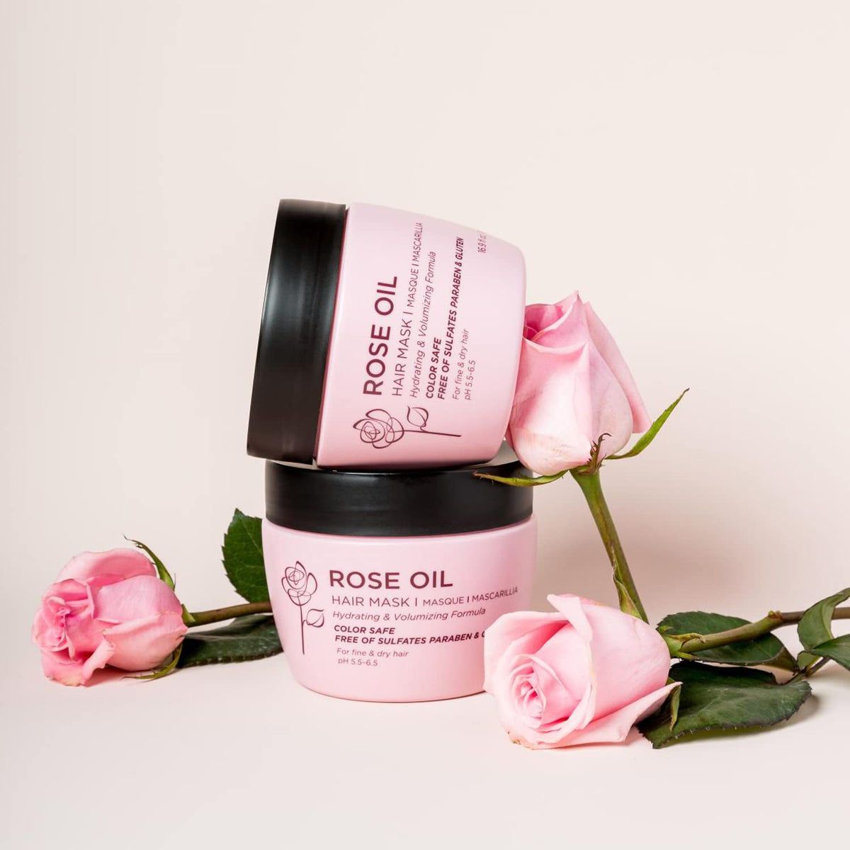 Luseta Rose Oil Hair Mask jar close-up showing creamy texture