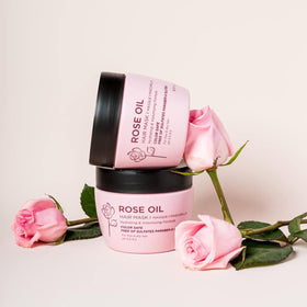 Luseta Rose Oil Hair Mask jar close-up showing creamy texture