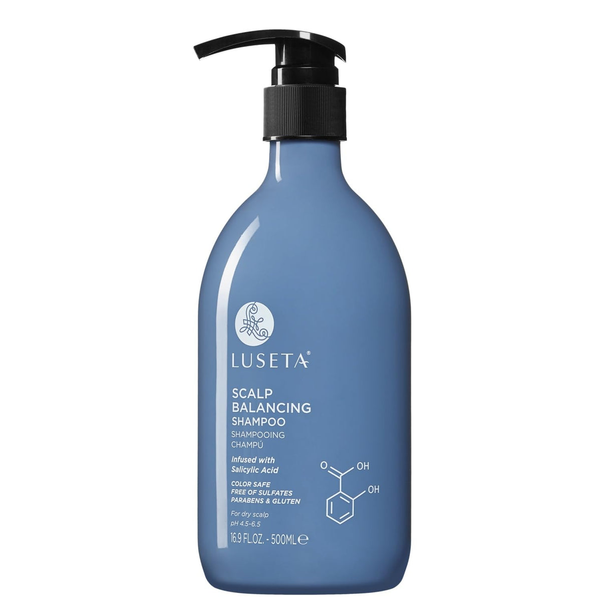 Luseta scalp-balancing shampoo bottle pour for a refreshing cleanse