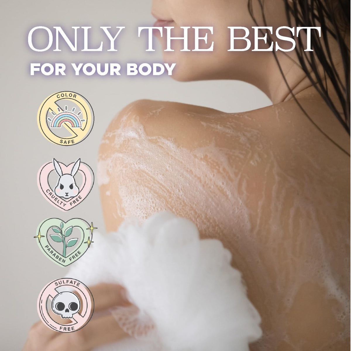 Luseta sulfate-free formula bottle focusing on safe, gentle cleansing.