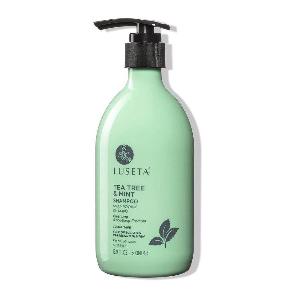 Luseta Tea Tree & Mint Shampoo bottle for a refreshing scalp cleanse.