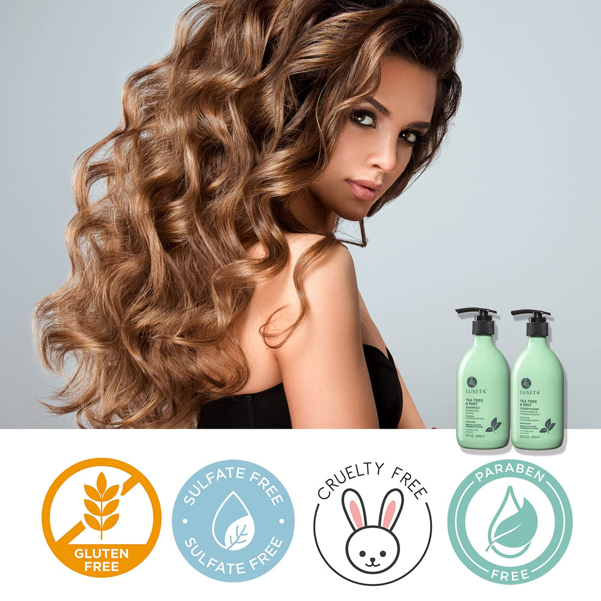 Luseta Tea Tree & Mint Shampoo ingredients tea tree oil and mint signal soothing scalp care.