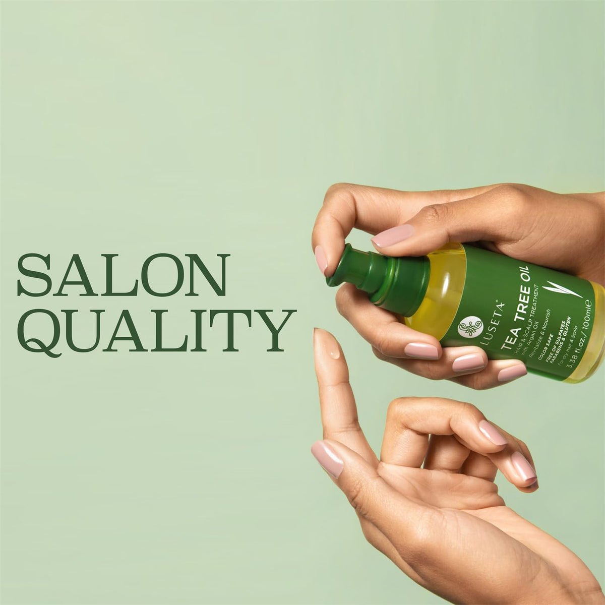 L Luseta Tea Tree Oil alongside shampoo for best results pairing.