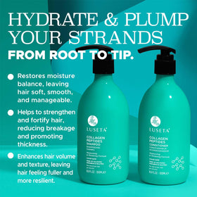 Luseta thickening conditioner bottle side emphasizing moisture and manageability.