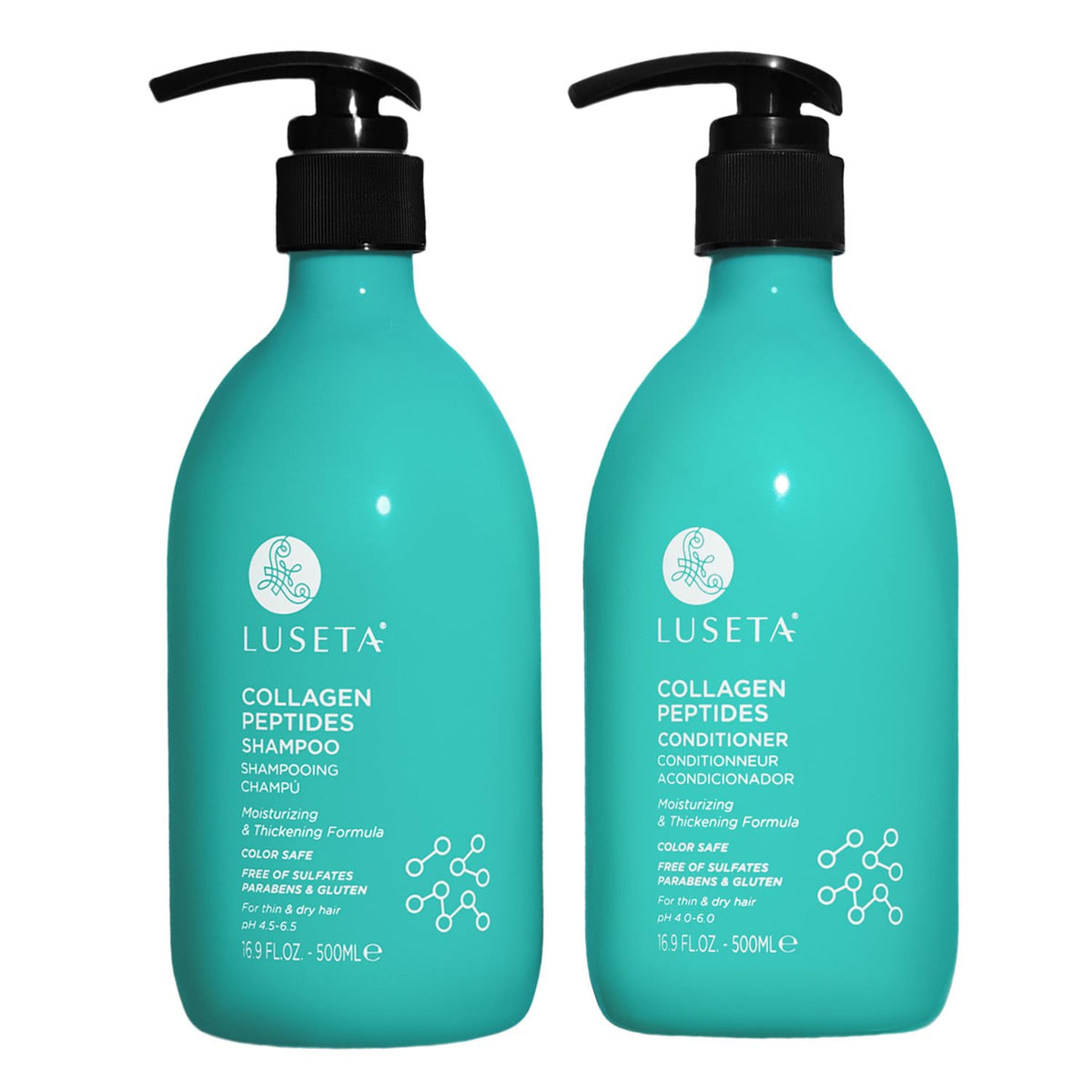 Luseta thickening shampoo bottle front for fuller-looking hair.