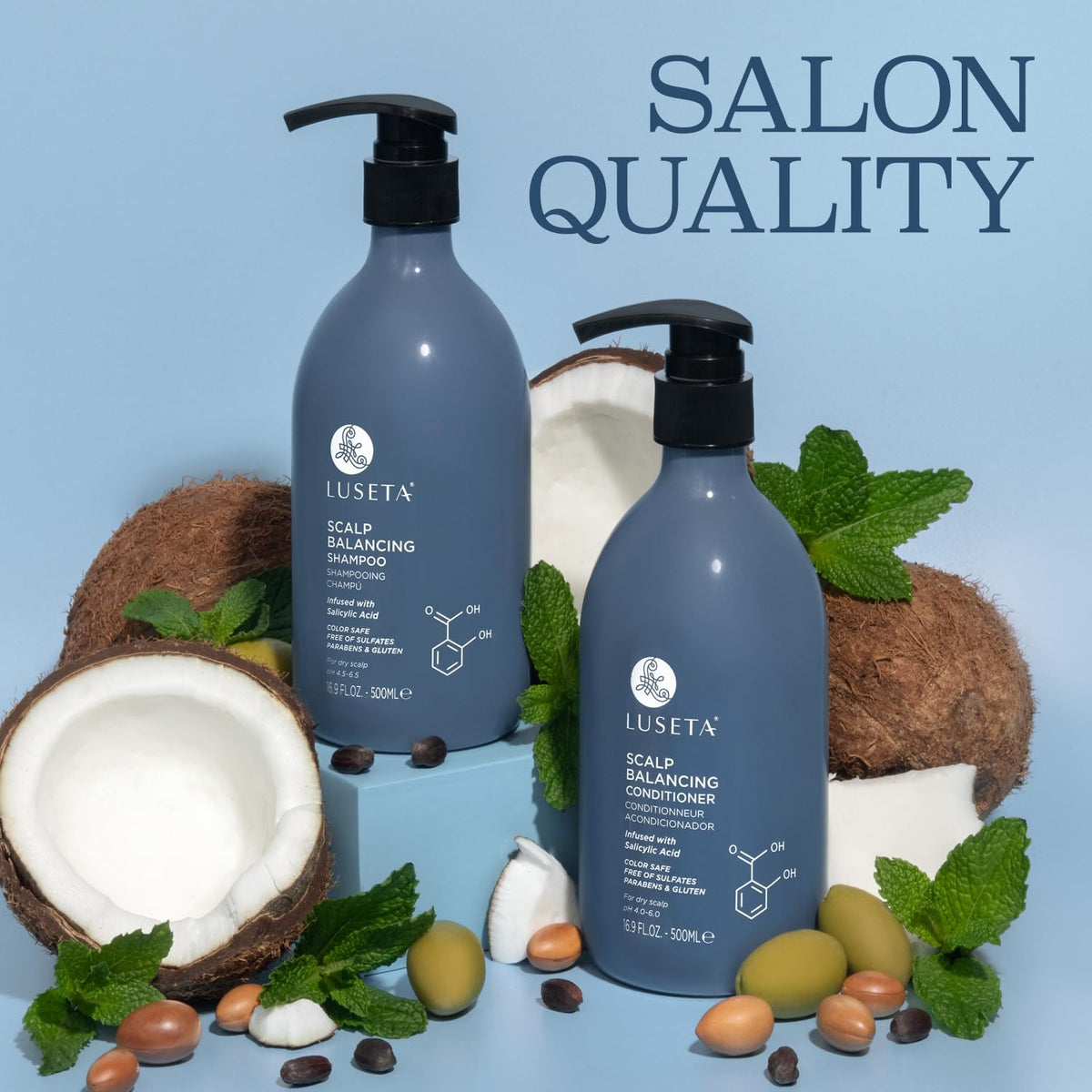Luseta Two-bottle set in shower for soft, refreshed hair and hydration