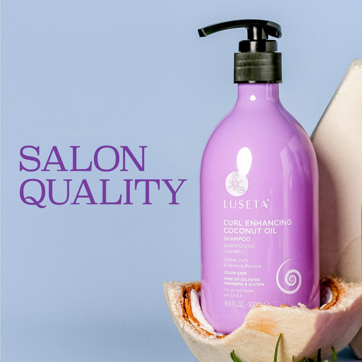 Luseta Curl Enhancing Shampoo lather demonstrates gentle cleansing for moisture-rich curls.