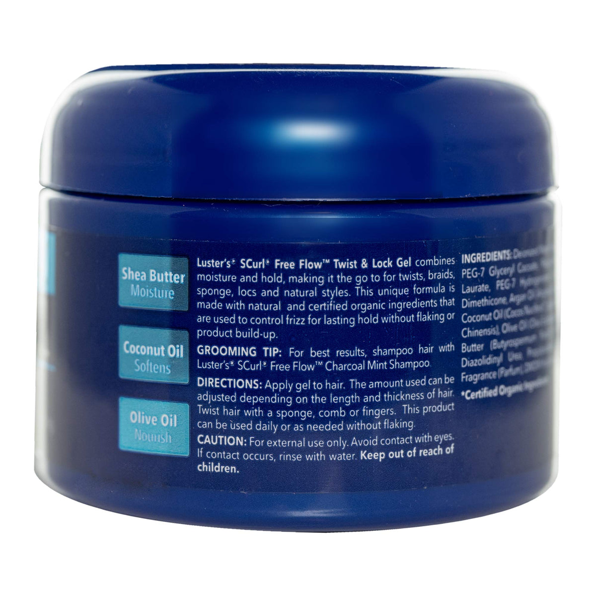 Luster's SCurl Free Flow Twist and Lock Gel application image shows smooth distribution for even twist styling