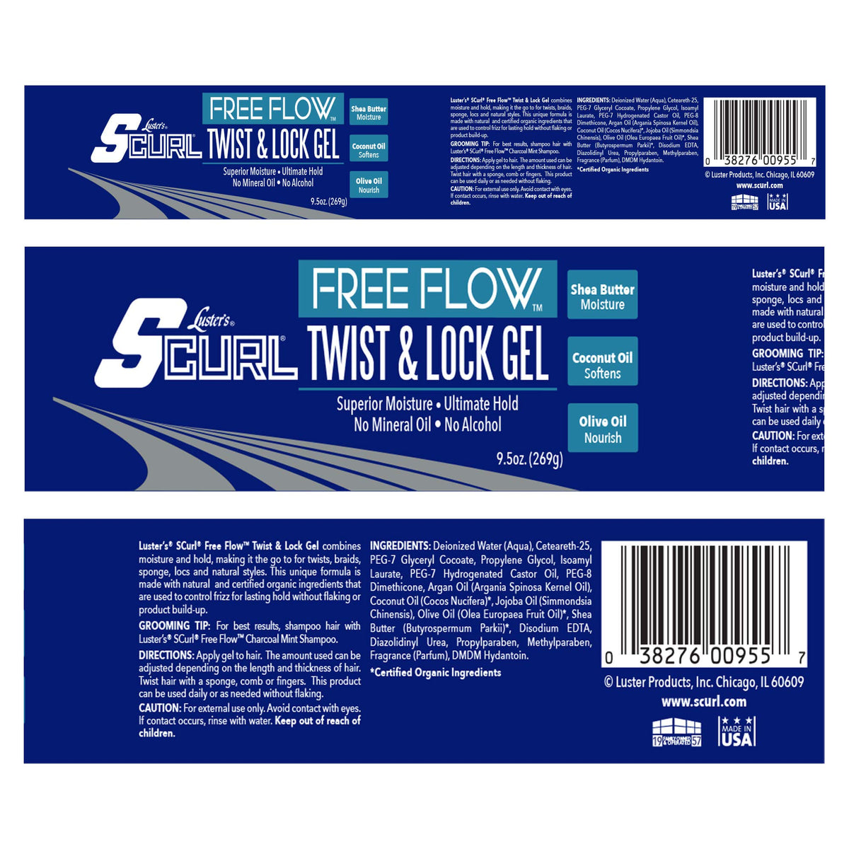 Luster's SCurl Free Flow Twist and Lock Gel used daily for lasting hold and moisture