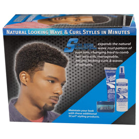 Luster's S-Curl Regular Strength Texturizer dispensing action shows even coverage for defined curls.