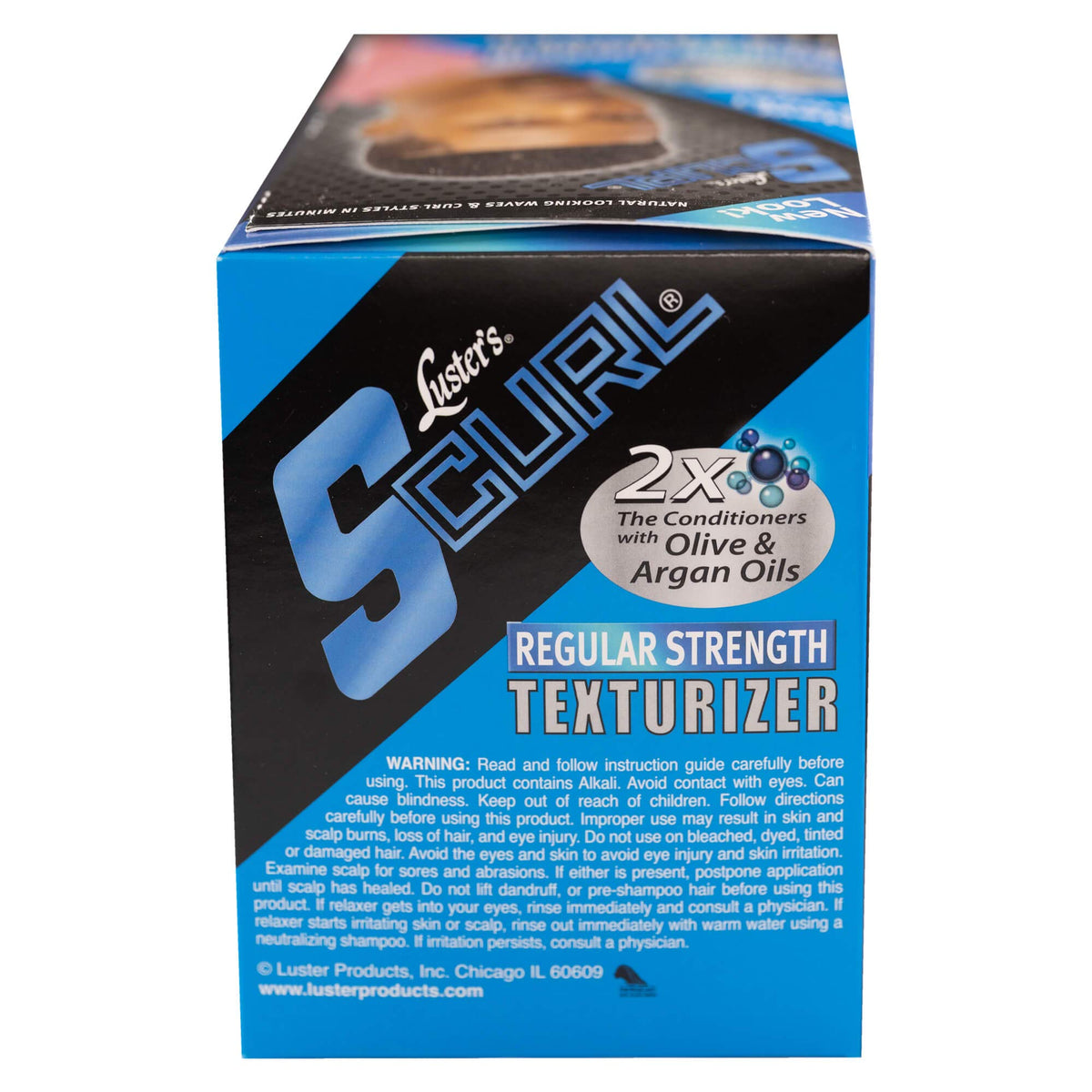 Luster's S-Curl Regular Strength Texturizer closeup of enhanced curl pattern and texture.